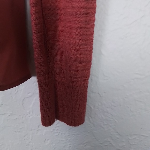 LOFT Petites XXS Blouse Pink Textured Knit Chiffon Back Long Sleeve Cotton Blend - Picture 8 of 12